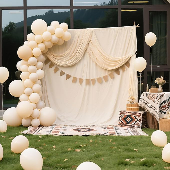 White Sand Balloons, 160Pcs 5 Inch Small Cream Balloon, Latex Ballons, Globos Beige, Neutral Retro White Balloons for Boho Birthday Decorations, Pearl White Gender Reveal Party Supplies