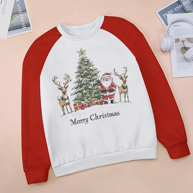 LOAIHA Christmas Sweatshirts for Women Christmas Tree Graphic Shirt Xmas Long Sleeve Merry Christmas Pullover Blouse