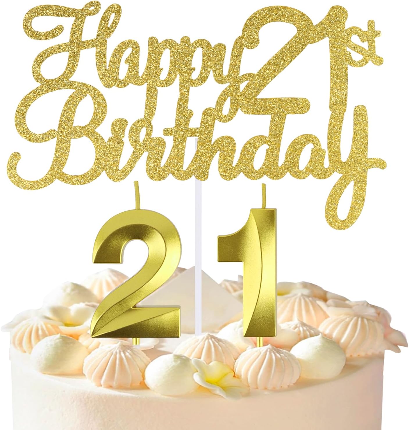 Happy 21st Birthday Cake Topper, 21 Birthday Candles, 21 Cake Topper, Number 21 Candles, Happy 21st Birthday Cake Decorations for 21 Birthda y Decorations (21)