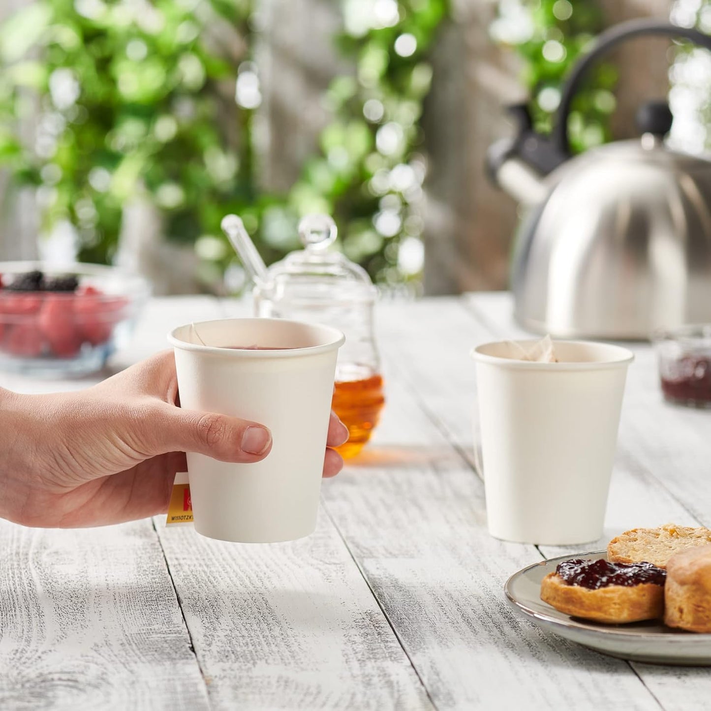 GUSTO [8 oz. - 300 count] Disposable White Paper Cups, Hot Coffee Cups - Eco-Friendly Hot Cups