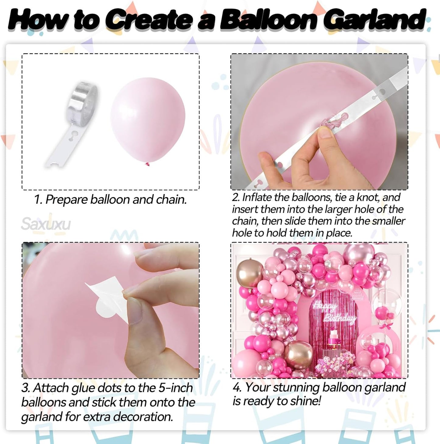 Pink Balloon Arch Kit, Pink Balloon Garland Arch Kit, Rose Gold 4d Round Foil Balloons, Macaron Light Metallic Latex Helium Clear Balloons For Girls Women Birthday Baby Shower Party Wedding Decor
