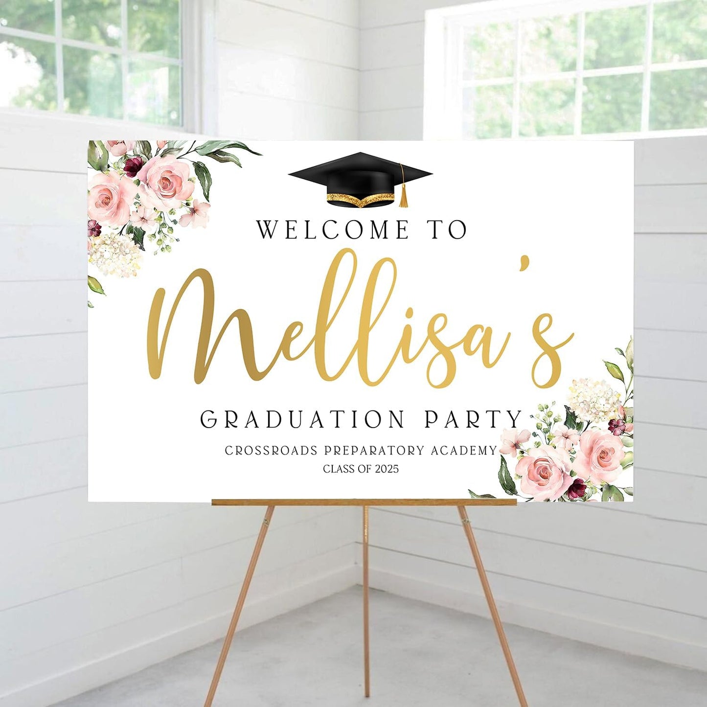 Welcome To The Graduation Celebration Sign, Modern Minimalist Graduation Party Welcome Sign, Class of 2025 Sign, Senior High School College Grad Party Decor
