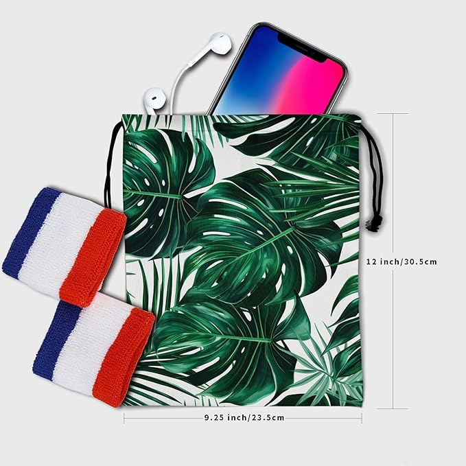 Nerxy Leaf Grip Bags for Gymnastics Tropical Leaves Grip Bag Botanical Drawstring Storage Bags