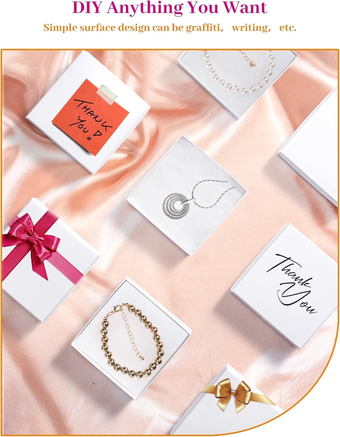 MESHA Jewelry Boxes White 3.5x3.5x1 Inch 240 Pcs, Matte Small Gift Box Cardboard Jewelry Boxes with Cotton Filled and Lids, Jewelry Box Bulk for Small Business Packing Necklace, Earring, Ring