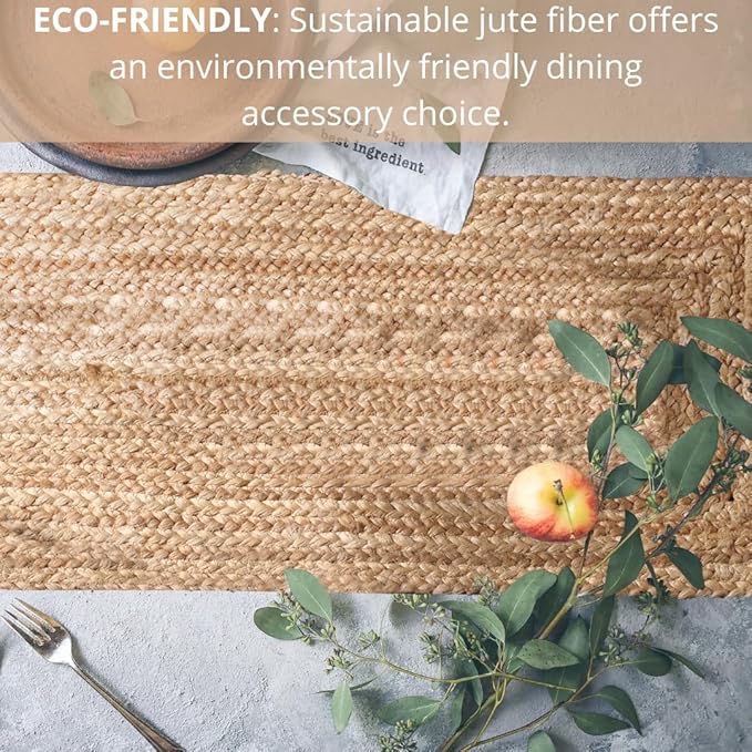 Comfy-co Jute Braided Burlap Table Runner - 36x13 Inches, 100% Jute, Rustic Vintage Style for Weddings, BBQs & Holidays
