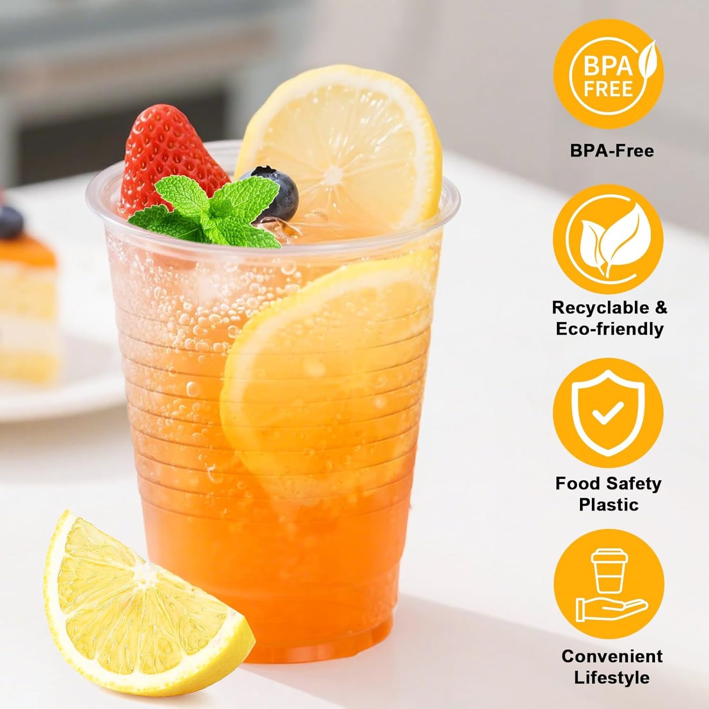 16 oz Clear Plastic Cups, 200 Count Disposable, Cocktail Party, PP Clear for Party, Hot/Cold Beverages, Soda, and Wedding(16oz 200count)