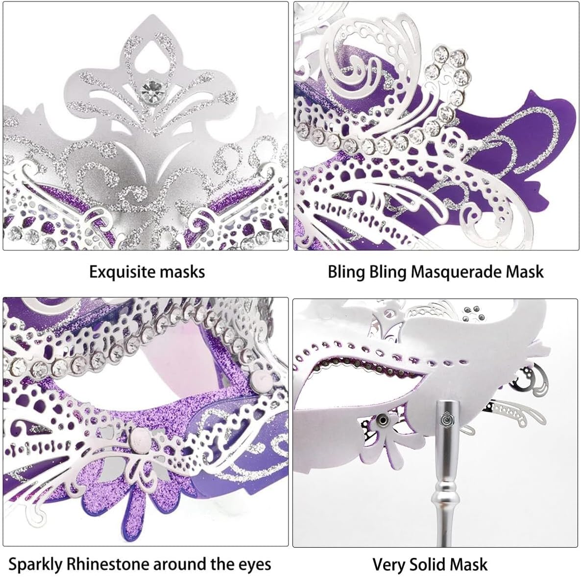 Coddsmz Masquerade Mask with Stick Venetian Mask Mardi Gras Decorations for Womens Halloween Costume Mask