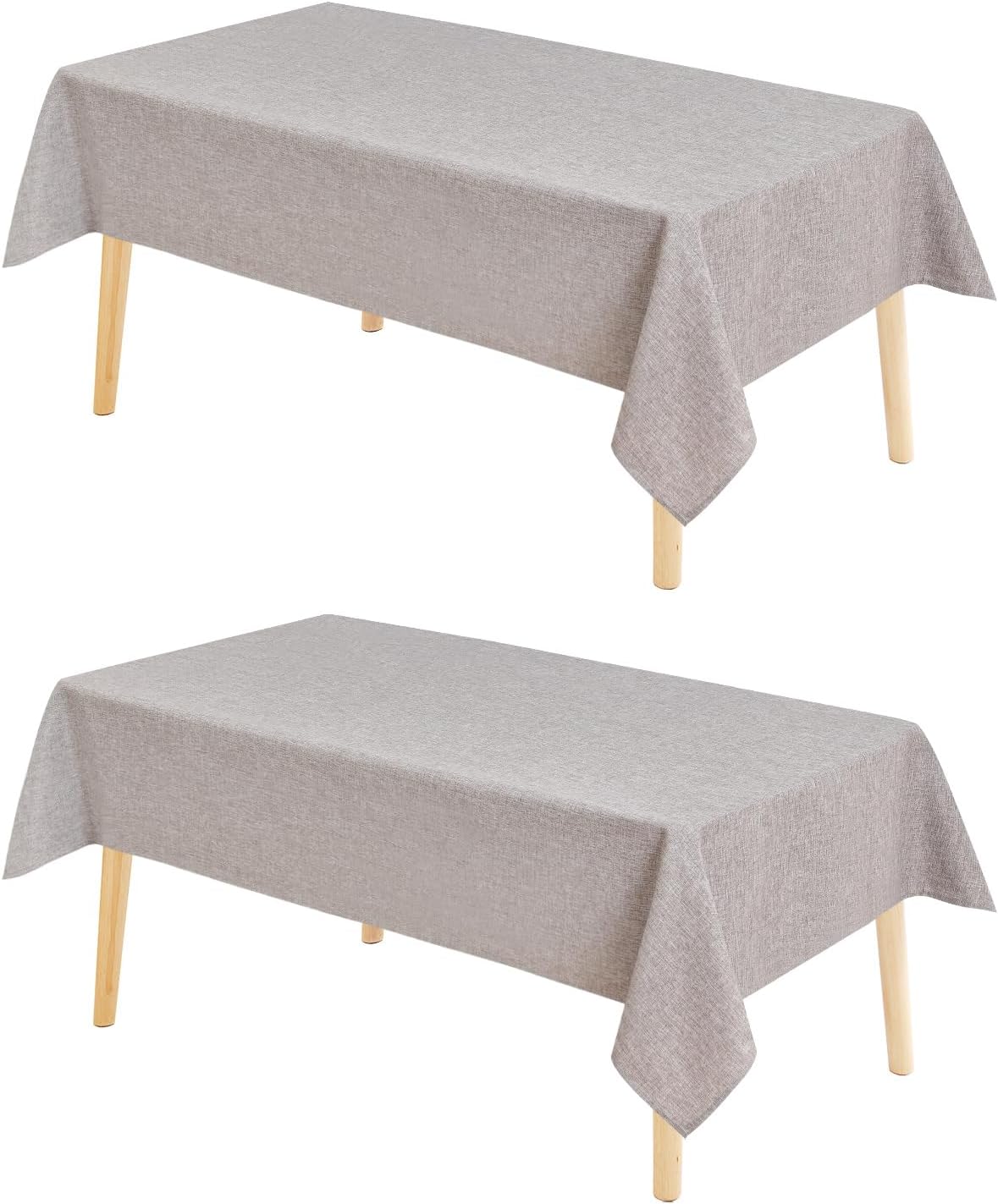 Hiasan 2 Pack Faux Linen Square Tablecloth - Wrinkle and Stain Resistant Washable Table Cloth for Kitchen Dining Room Holiday Table Cover for Party Dinner, Stone, 60 x 60 Inch
