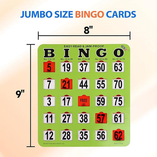 GSE Games & Sports Expert Shutter Bingo Cards, Finger-Tip Shutter Slide Bingo Cards, Easy-Read Large Print Bingo Cardboard with Sliding Windows