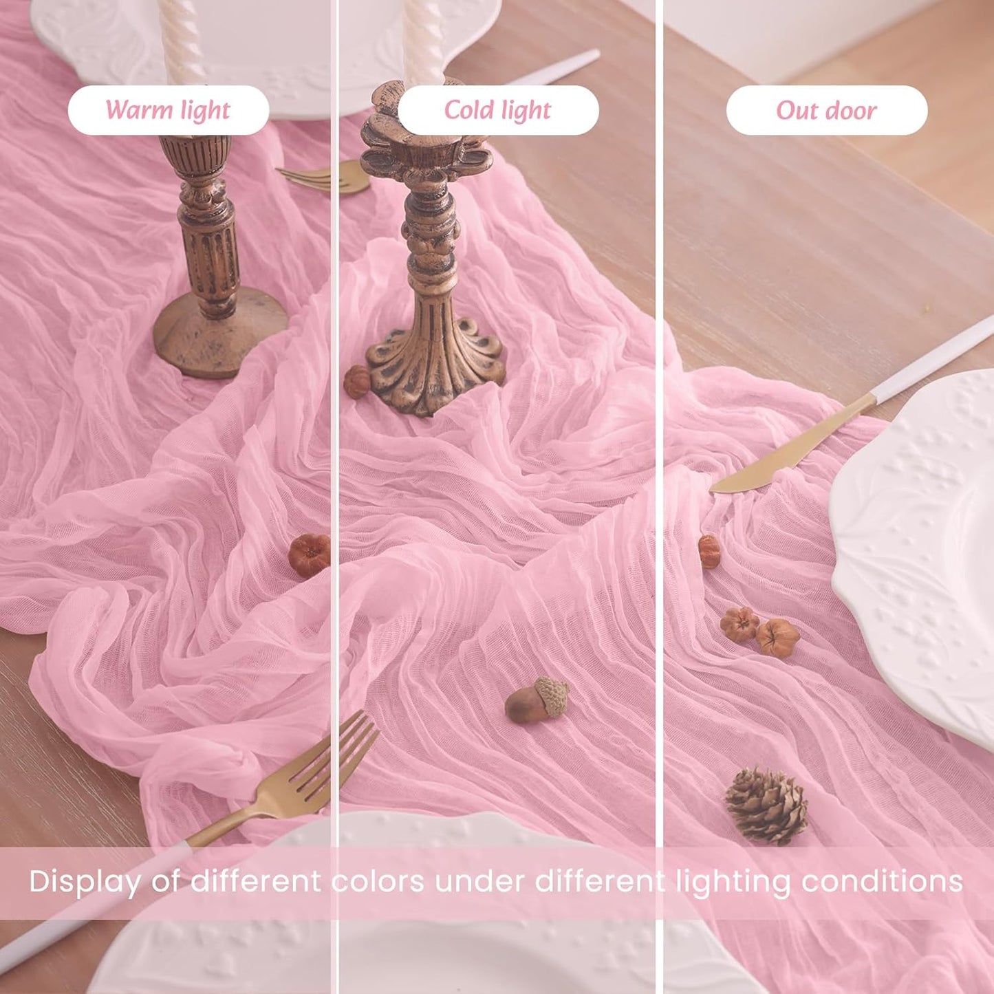 16Pack Pink Table Runner 10FT Cheesecloth Table Runner 35x120Inch Long Boho Cheese Cloth Table Runners Rustic Gauze Table Runners for for Party Wedding Bridal Shower Baby Shower Decorations