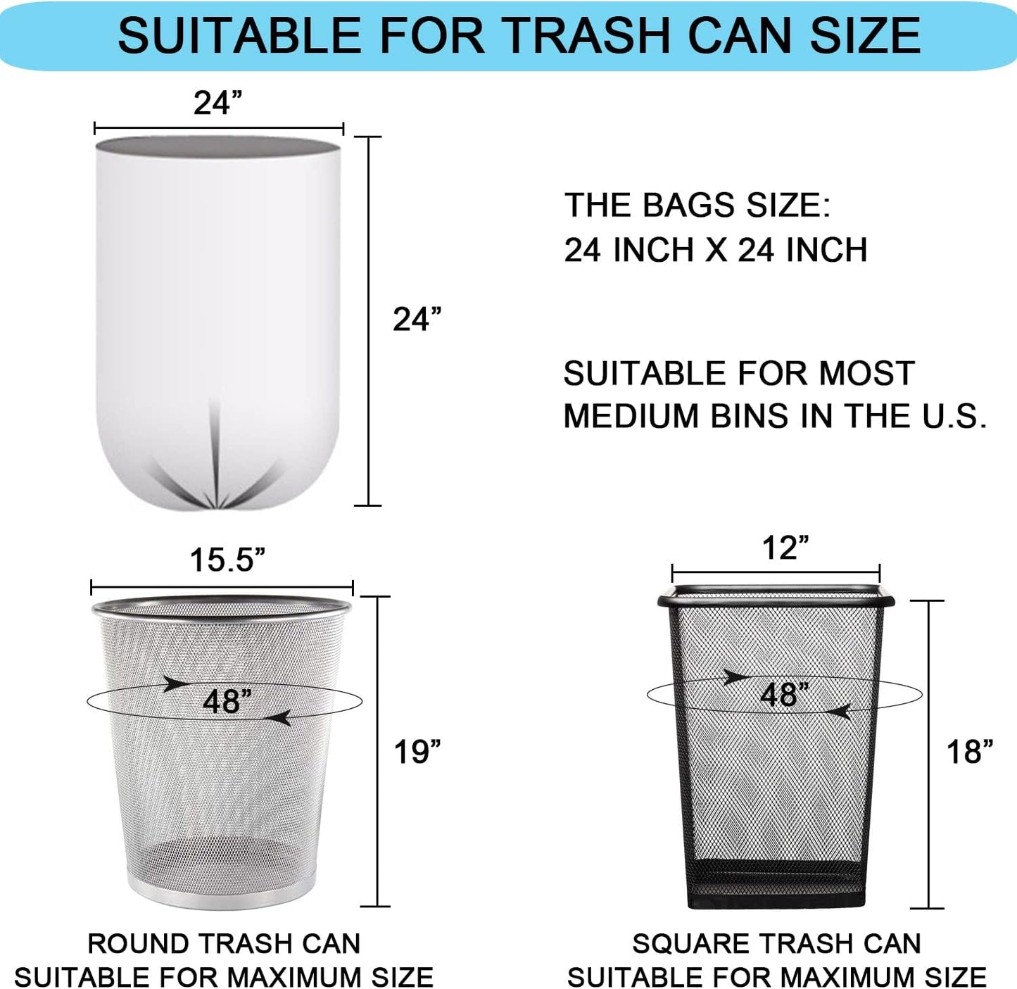 7 Gallon Trash Bags - 15 Micron Thick Strong Wastebasket Trash Can Bag for Office Home Kitchen, Clear Medium Size Garbage Bags, 105 Count