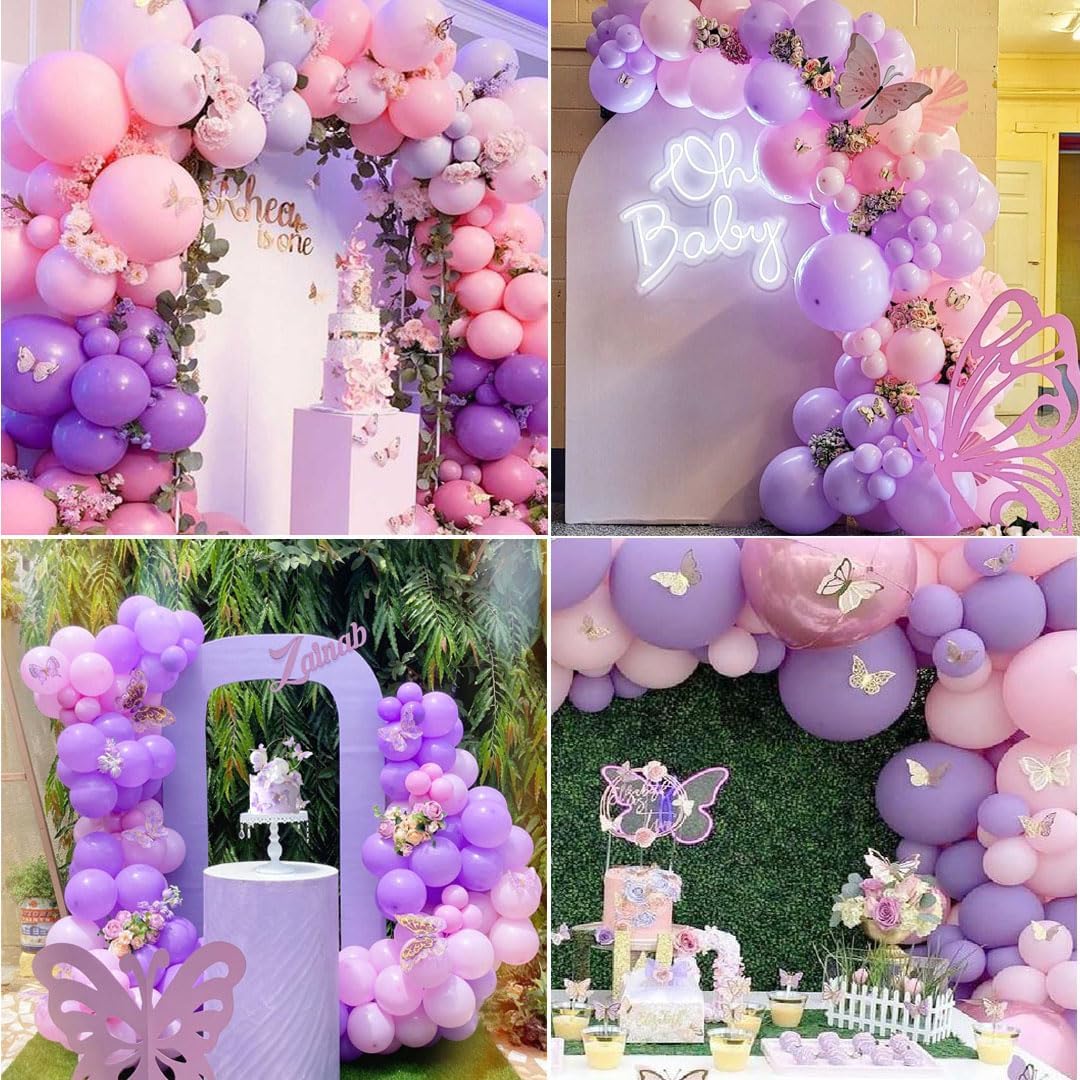 Pink and Purple Party Balloons, 50Pcs 12 Inch Purple Pink Balloons, Metallic Pink Purple Latex Balloons Birthday Party Balloons for Birthday Wedding Bridal Shower Party Decorations
