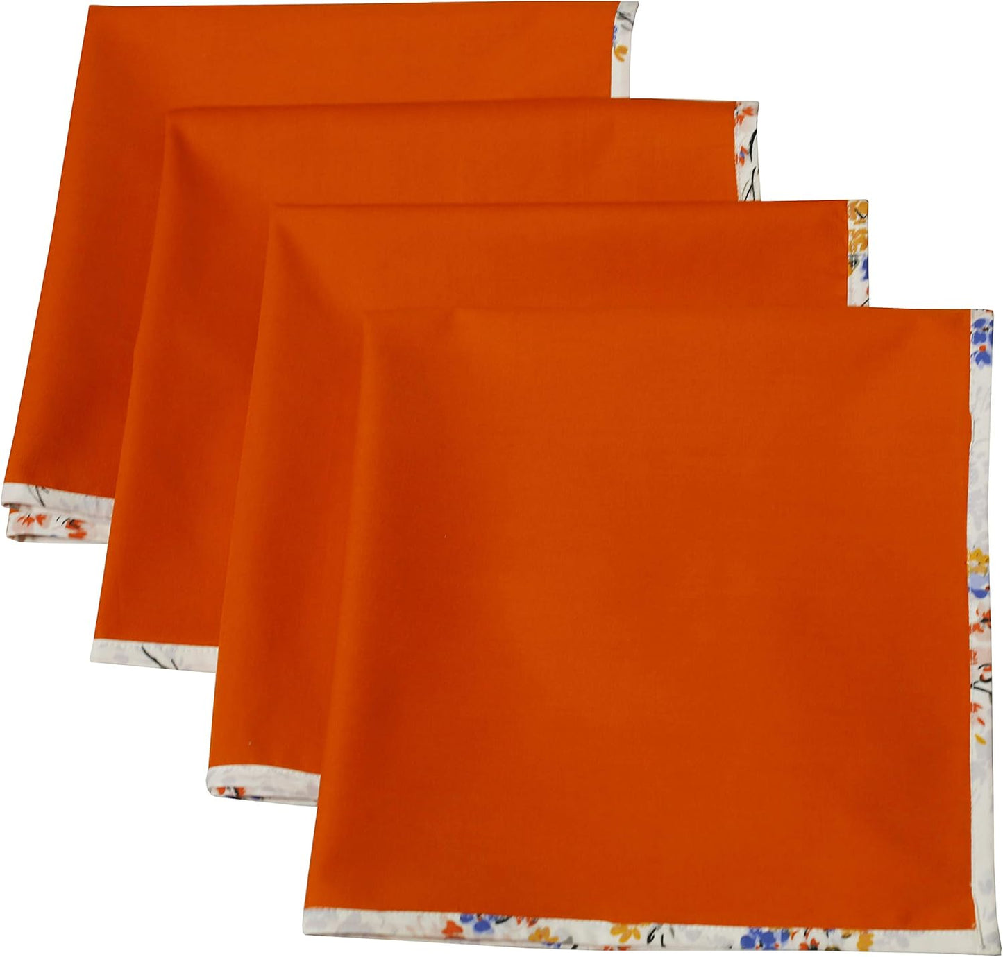 Indtresor Indian Heritage Fabric Cotton Table Linen Reversible Set Runner Napkins Mats in Orange White