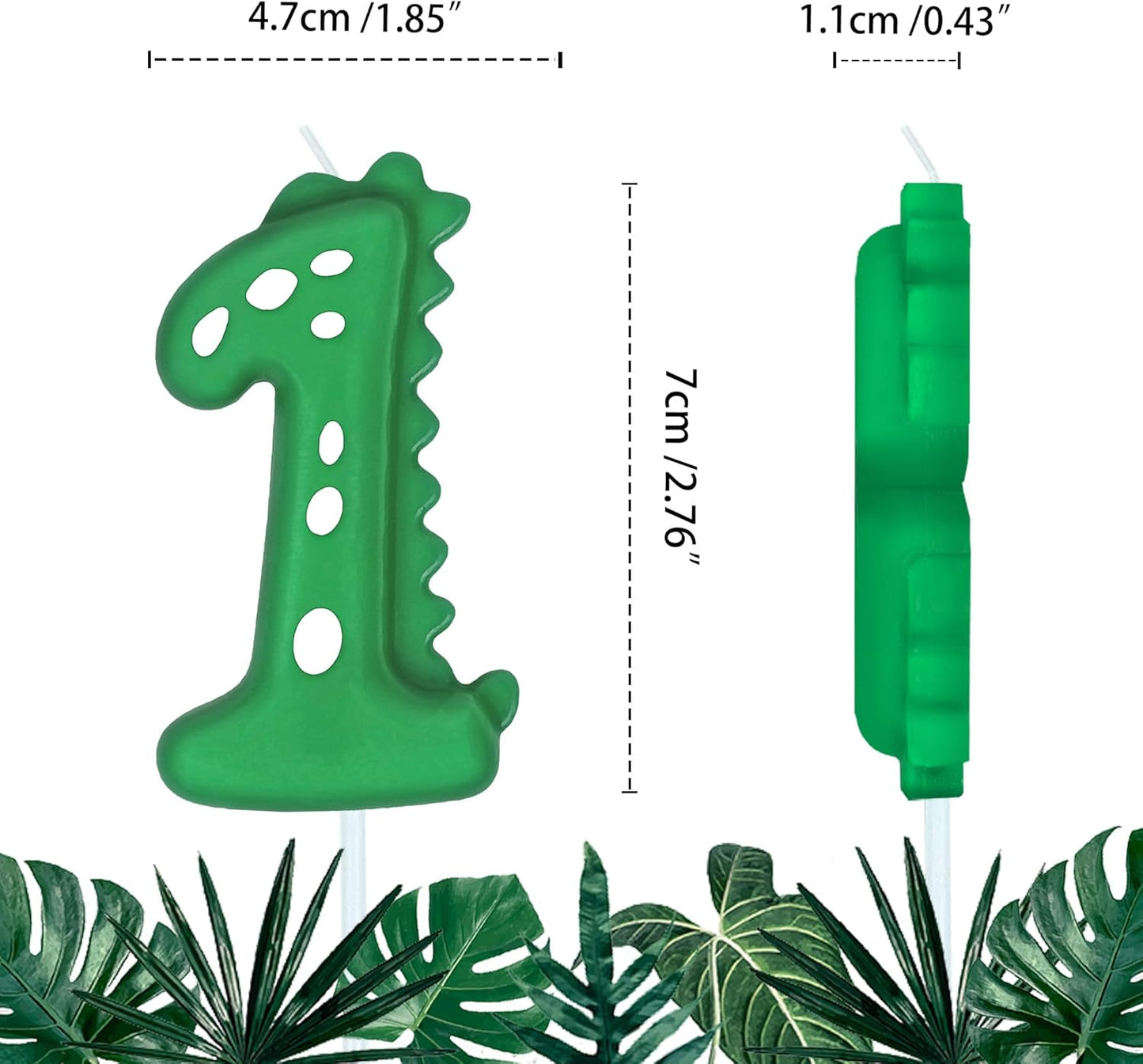 Number Birthday Candles(1 Candle Green) Dinosaur Shape Number Happy Birthday Cake Candles for Dinosaur Birthday Party Decoration Reunions Theme Party