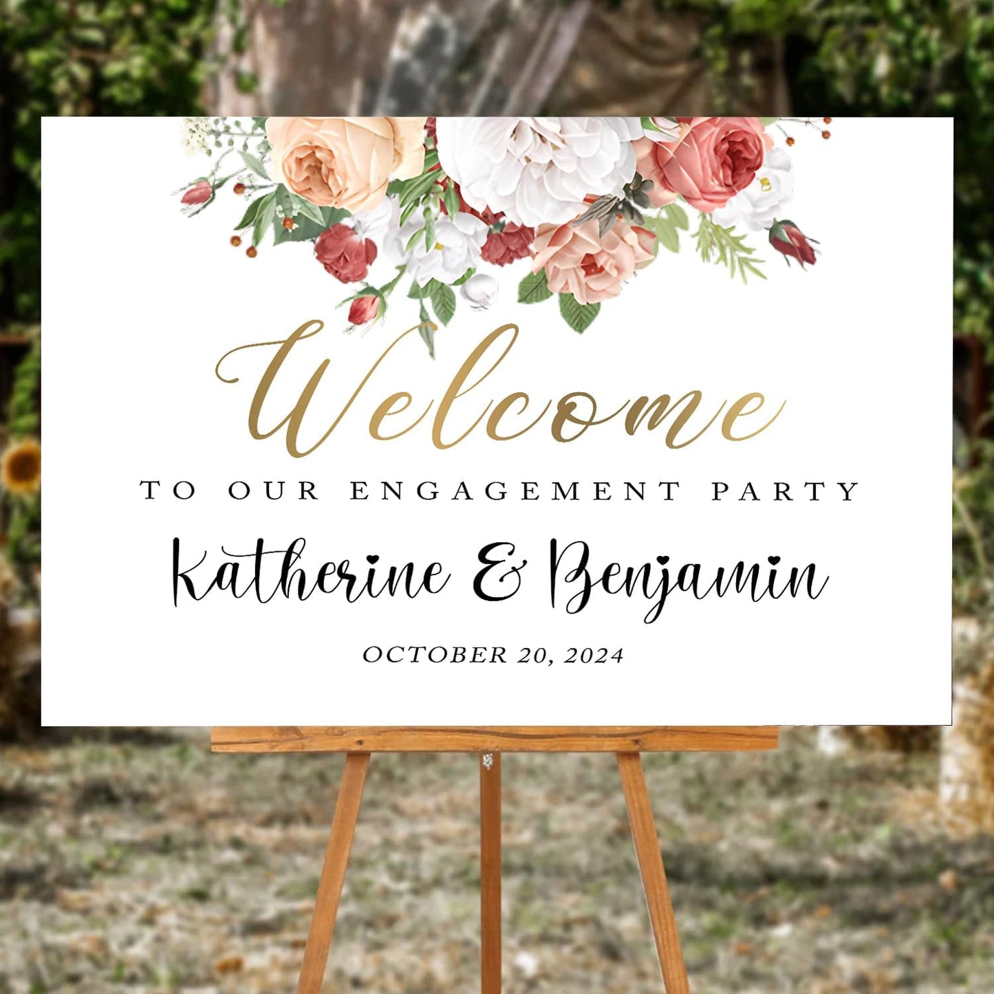 Welcome To Our Engagement Party Sign, Engagement Signs For A Party, Engagement Party Sign, Engagement Party Decorations, Floral Engagement Party Decoration, Custom Engagement Welcome Sign