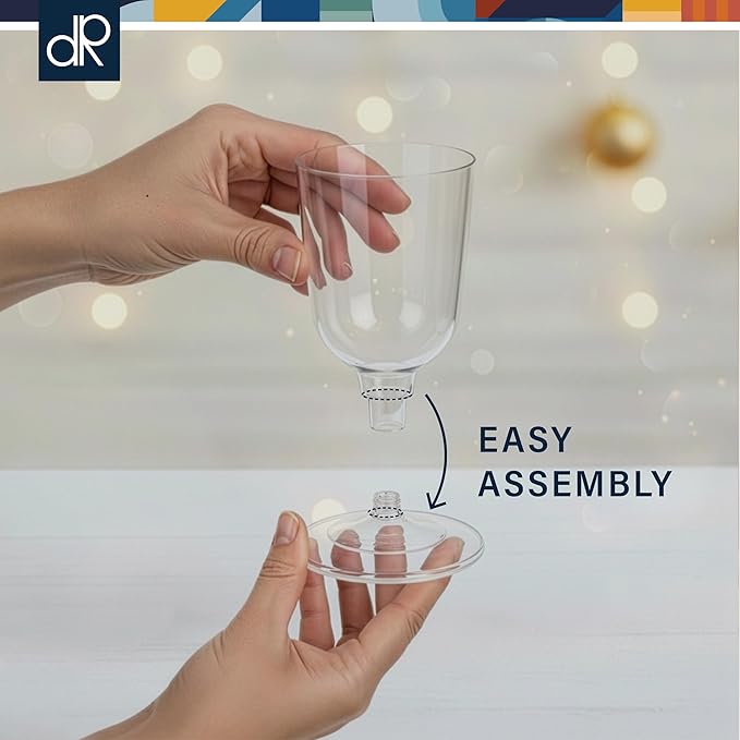 DecorRack 24 Wine Glasses, 6 Oz -BPA Free- Plastic Party Wine Cups, Perfect for Outdoor Parties, Weddings, Picnics, Stackable, Reusable, Disposable, Stemmed (Pack of 24)