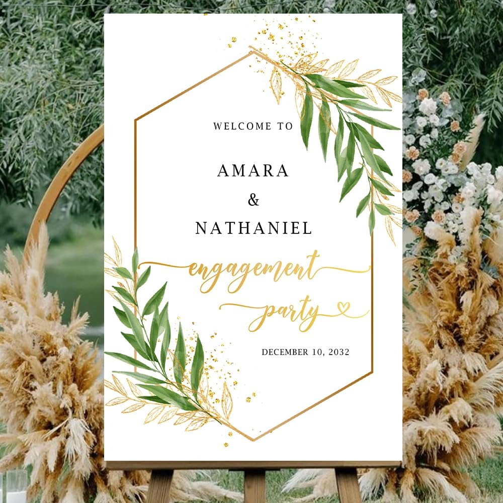 Personalized Engagement Welcome Sign – Minimalist Engagement Party Yard Sign – We’re Engaged Signs – Engagement Party Decorations for Couple - She Said Yes! (Version 12)