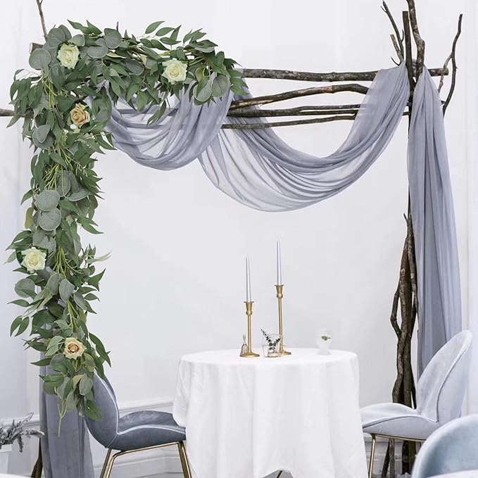6 Pack Artificial Eucalyptus Garland with Willow Leaves Each 6.5 Feet Faux Greenery Garland for Wedding Arch Mirror DIY Garlands Decor