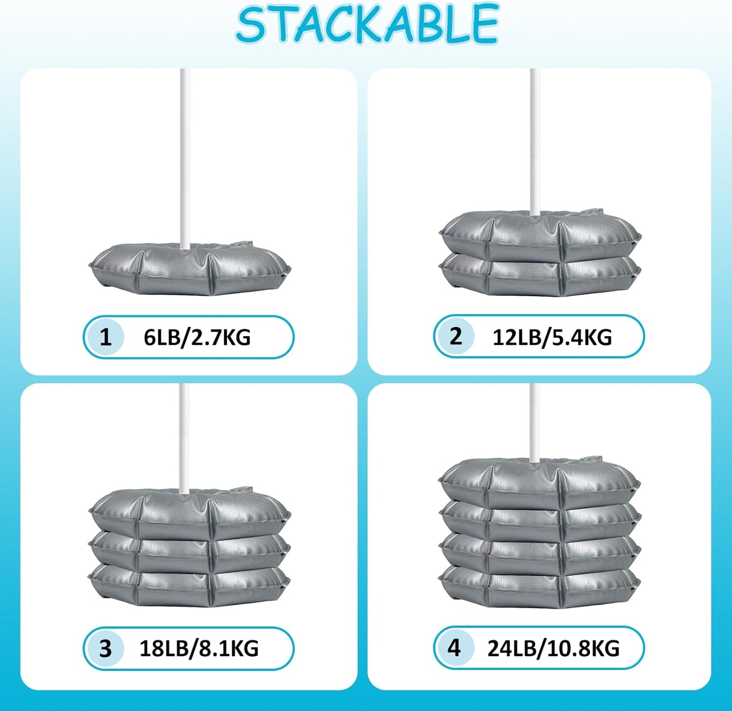 Balloon Weights Pack of 2, Round Water Weight Bags for Balloon Arch and Balloon Column Stand, Silver Thickened Fillable Base for Party Supplies Decorations