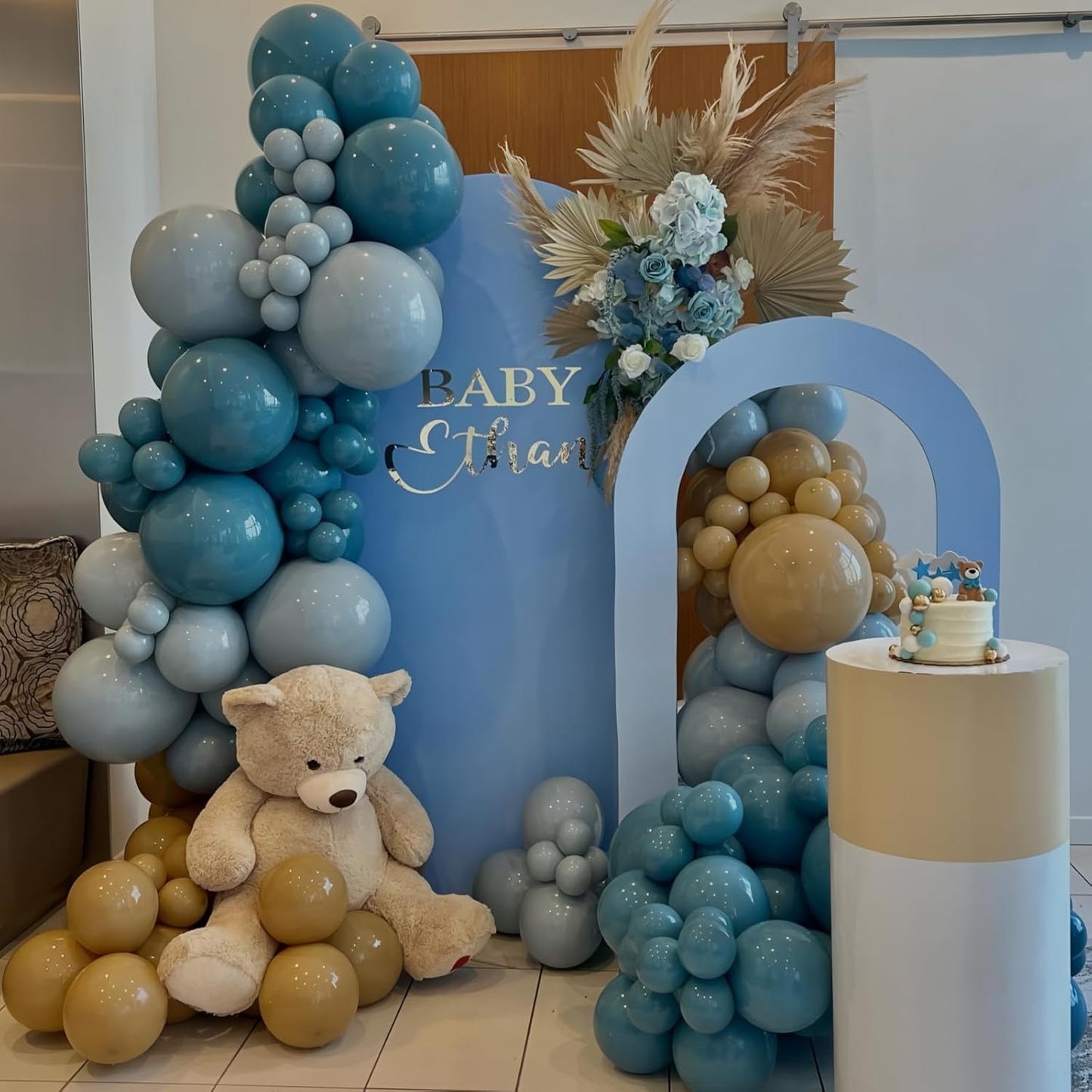 Blue Brown Balloons Dusty Blue Brown Cream Balloons for Bear Birthday Decorations 12INCH Tan Beige Nude Helium Latex Balloon for Arch Baby Shower Boy Kids Party Supplies Wedding Decor