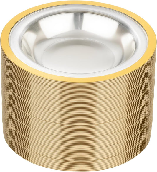 Liacere 60Pcs Gold Plastic Bowls - Disposable Clear and Gold Dessert Bowl - 12OZ Premium Plastic Soup Bowls for Wedding &Thanksgiving &Fall Decor