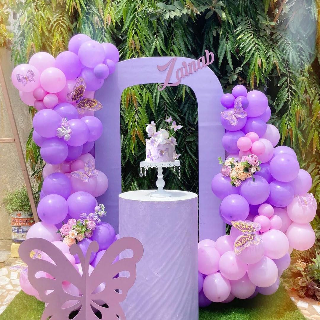 Pink and Purple Party Balloons, 50Pcs 12 Inch Purple Pink Balloons, Metallic Pink Purple Latex Balloons Birthday Party Balloons for Birthday Wedding Bridal Shower Party Decorations