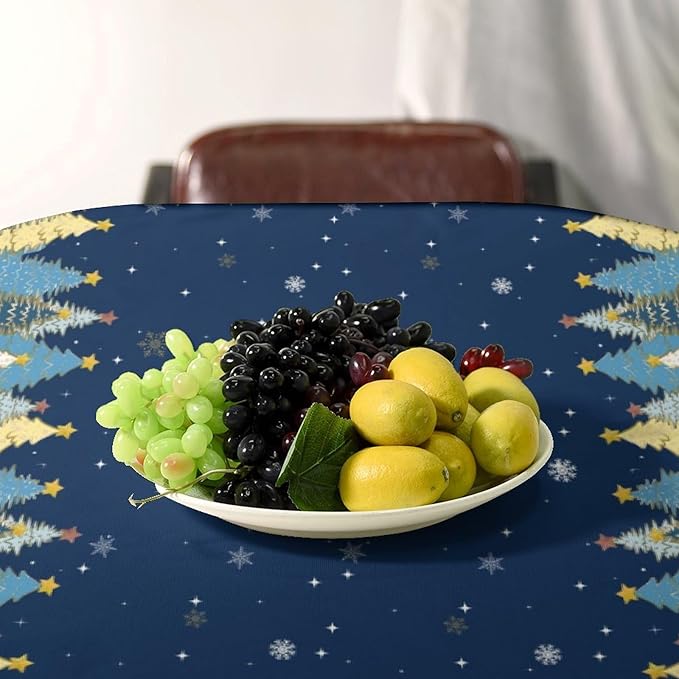 Christmas Tablecloth Christmas Trees Snowflake Colorful White Black Green Blue Yellow Table Cover Washable Seasonal Table Decor for Party Picnic Dinner 60x110 Inch Rectangle