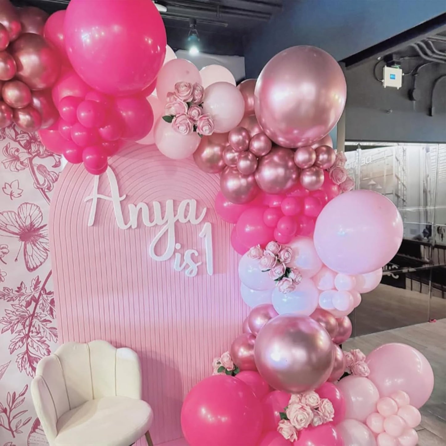Pink Mixed Balloons Set, 12 Inch Hot Pink Pastel Light Baby Pink Metallic Pink Latex Balloons Party Balloons for Women Girls Birthday Baby Shower Princess Anniversary Party Decorations
