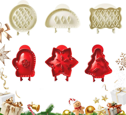 Holiday Mini Pie Mold, Hand Pie Press Molds Maker for Christmas Party Potluck Baking, Dough Presser Pies Molds for Fall, Thanksgiving & Christmas Festivals (6 Pcs-D)