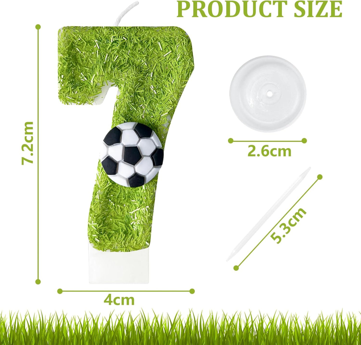 7th Birthday Candles，Soccer Birthday Decorations，Suitable for Girl and boy Cake Toppers, Wedding Cakes, Anniversaries, Party Celebrations, Birthday Decorations