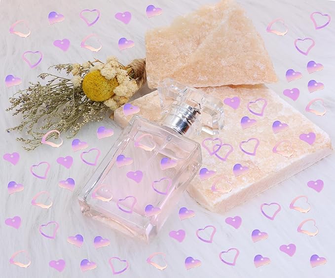 ONLYKXY 1200Pcs Love Heart Shaped Confetti, Table Wedding Decoration, Glitter Confetti for Wedding Party (Glitter Pinkish Purple)