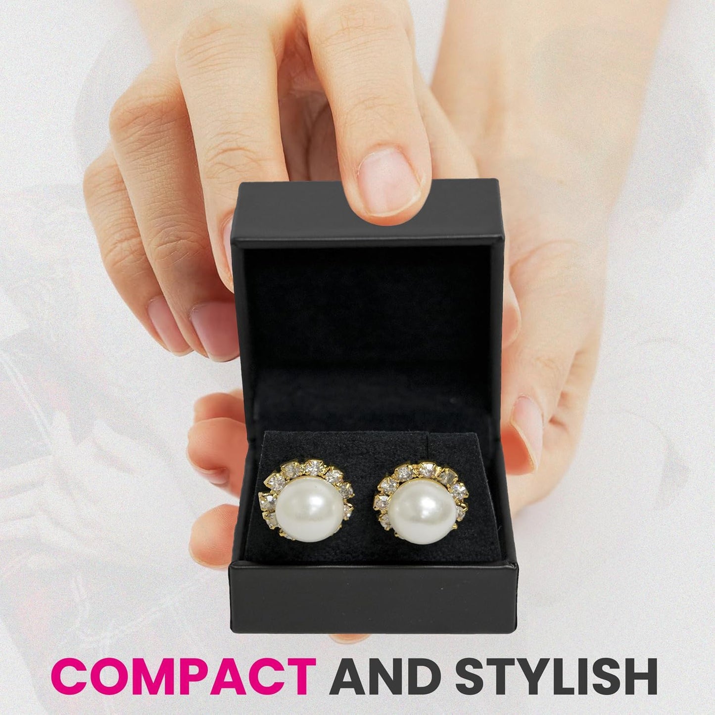 Novel Box Black Jewelry Box for Earrings 2.37x2.37x1.87 Inches - Earring Gift Box for Proposal Wedding Engagement - Faux Leatherette Jewelry Display Box - Gift Presentation Boxes for Earrings