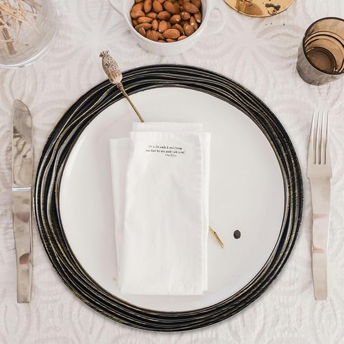 13 Inch Round Charger Plates, Set of 6, Dinner Chargers Bulk Wedding (Vintage Black)