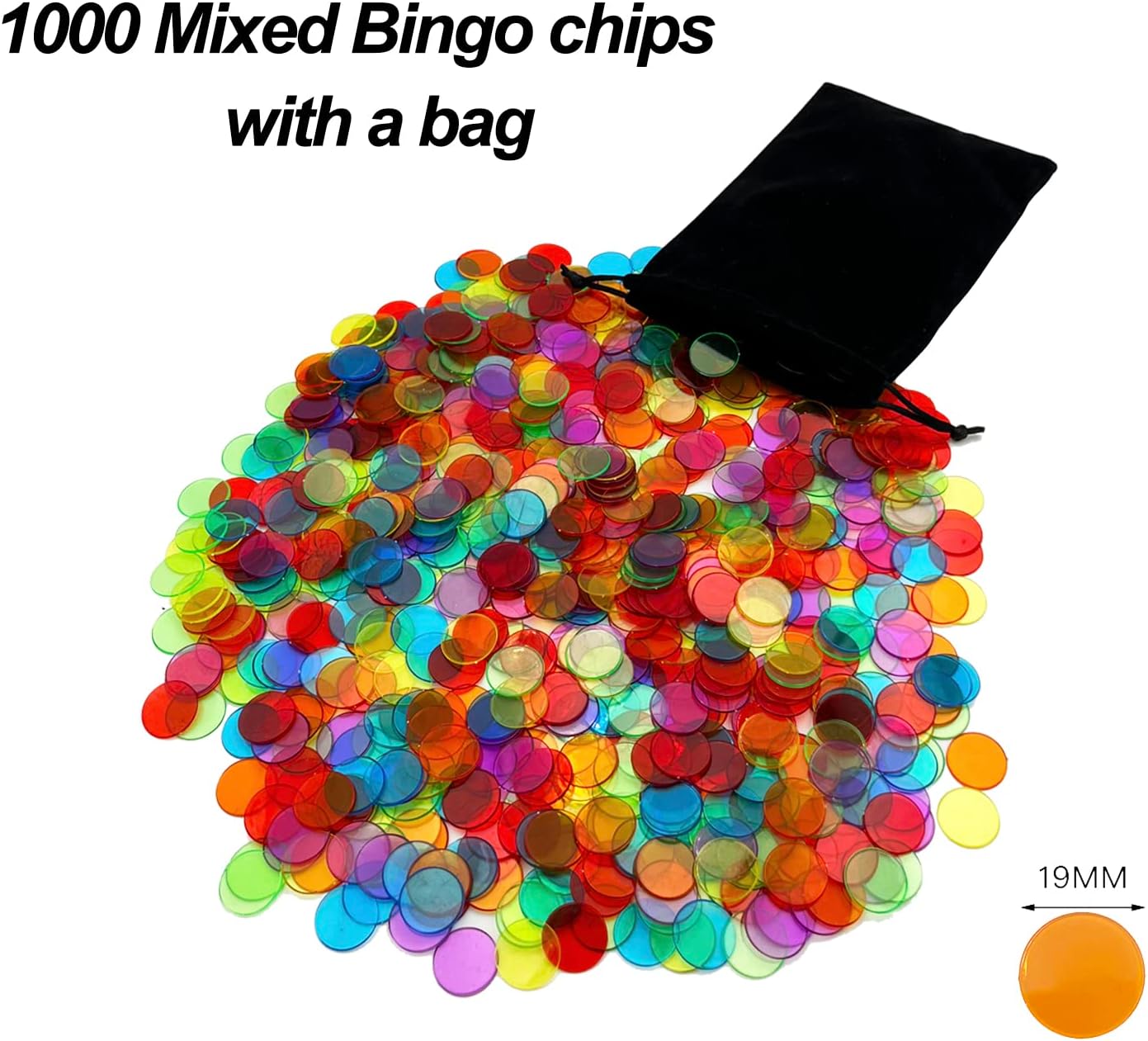 Deluxe Bingo Set- Includes 1000 Colorful Chips with a Bag,100 Mixed Cards,75 Calling Balls with a Bag, 6 Inch Rotary Bingo Cage& Bingo Master Board,Bingo Storage Bag -Ideal for Large Groups