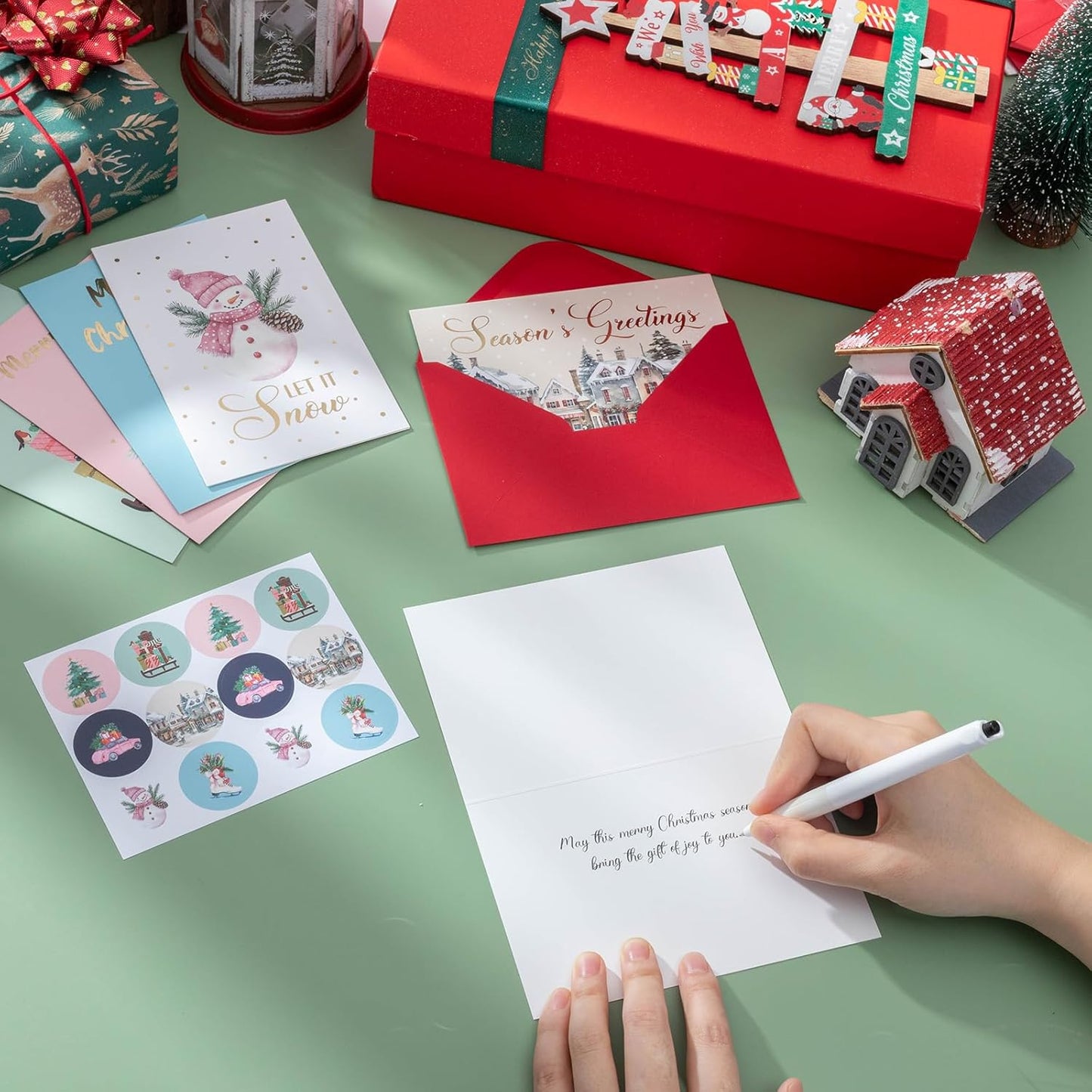 Christmas Cards, 36 Pack Merry Christmas Cards with Envelopes & Stickers, 4x6 Inch Holiday Card, 6 Assorted Designs Greeting Card for Xmas