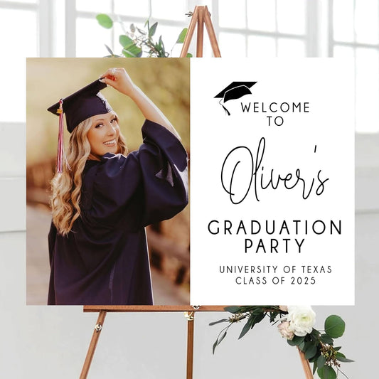 Personalized Graduation Party Welcome Sign With Photo, Graduation Decorations Senior 2025 Yard Sign, Custom Graduation Yard Signs Class of 2025, High School, College Sign For Graduation Party #10