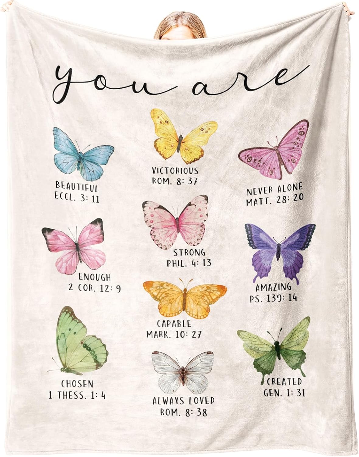 Christian Gifts for Women Faith, Flannel Soft Butterfly Blanket Decor, Butterfly Gifts for Women on Mothers Day Birthday Christmas, Spiritual Bible Verse Scripture Prayer Blanket
