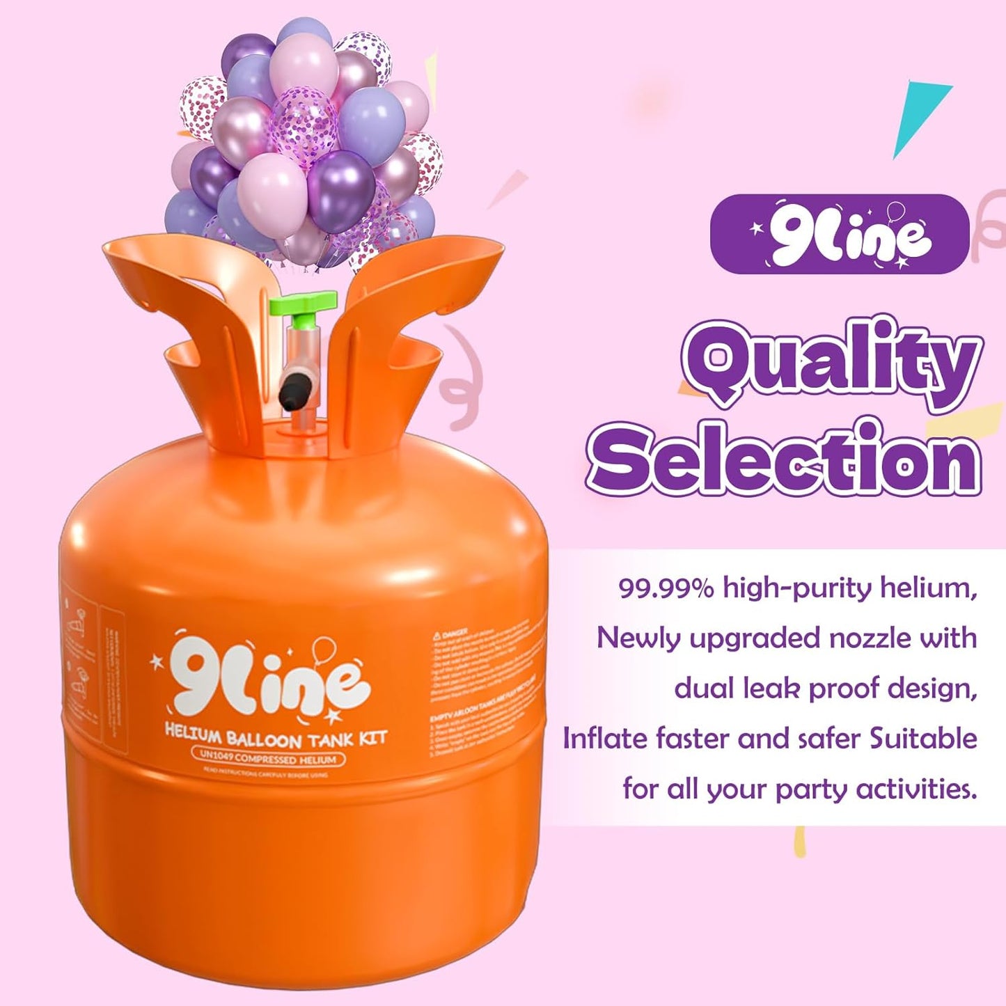 Helium Tank For Balloons At Home,13L Helium Balloon Pump Kit With 50 12-Inch Pink&Purple Latex Balloons, 6Foil Balloons, 1Happy Birthday 5.9X3.6Ft Backdrop, 8 Accessory Tools