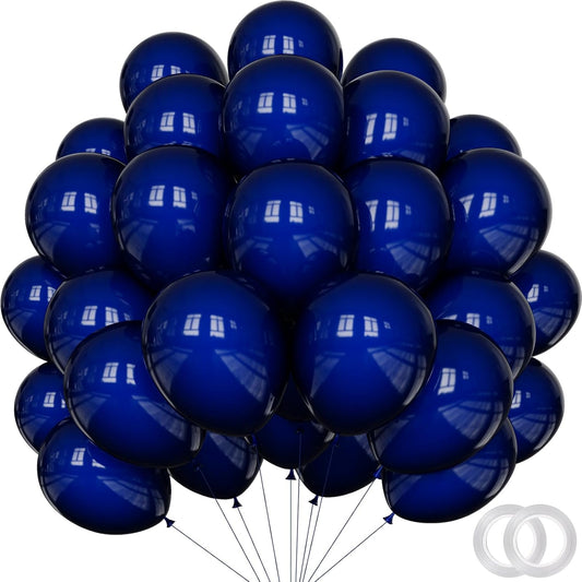 100 Pack 12 inch Navy Blue Latex Balloons - Round Dark Blue Balloons for Birthday Party, Graduation, Wedding, Anniversary, Baby Shower Decorations