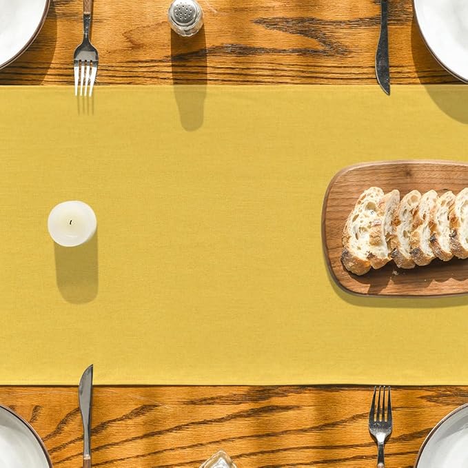 Artoid Mode Yellow Table Runner, Seasonal Summer Fall Washable Kitchen Dining Table Decoration for Home Party Decor 13x108 Inch