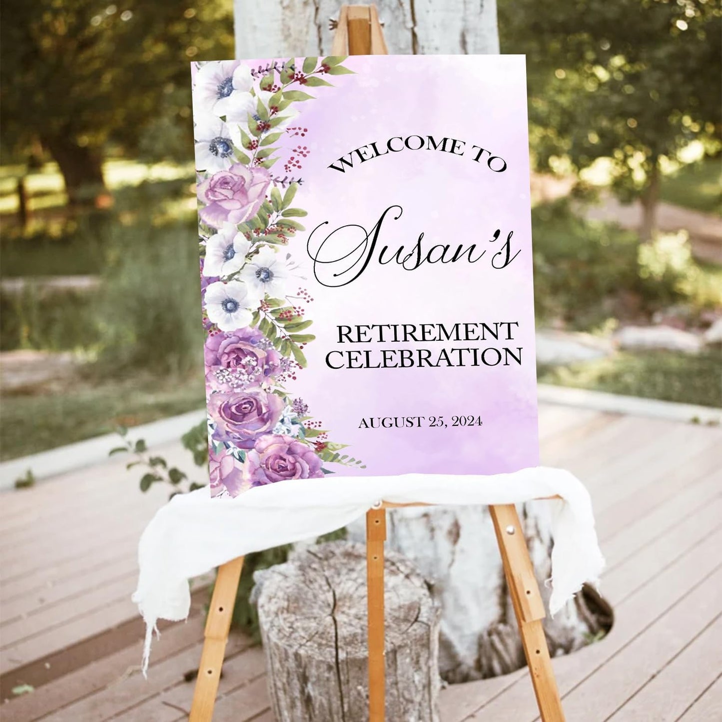 Retirement Welcome Sign Template - Floral Buffet Sign for Celebration Party Decor