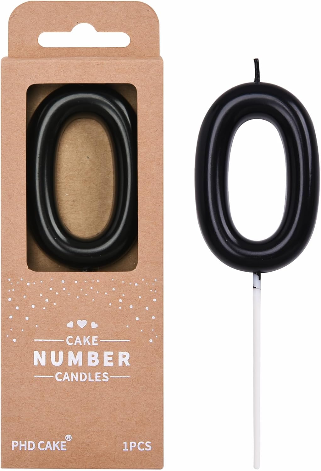 PHD CAKE 2.76 inch Classical Black 0 Number Birthday Candles, Black Number Candles, Cake Number Candles, Party Celebration