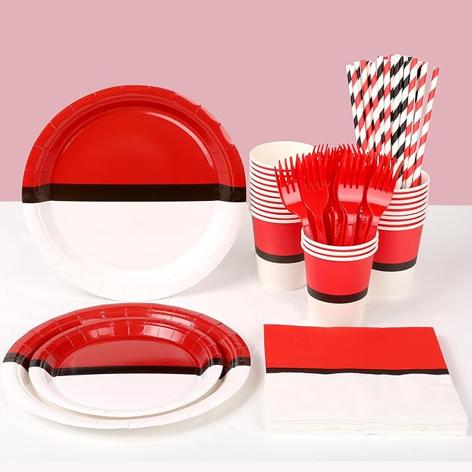 Cartoon Birthday Party Supplies Bundle – 182-Piece Disposable Tableware & Decorations Set Including Tablecloth, Banner, Cups, Plates & Napkins for 24 Guests