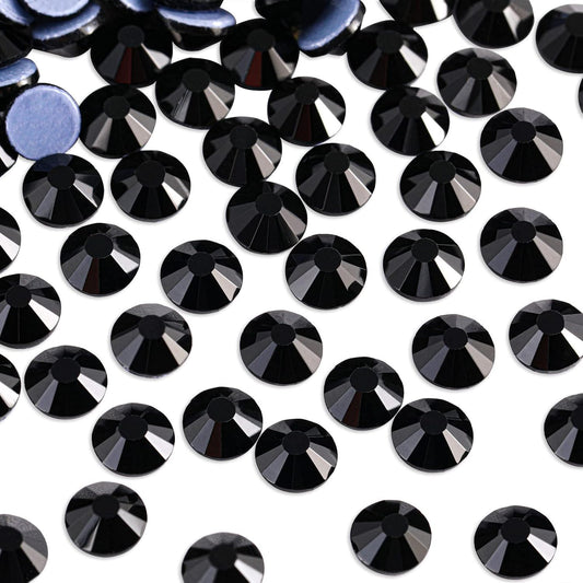 Beadsland Hotfix Rhinestones, 288pcs Flatback Crystal Rhinestones for Crafts Clothes DIY Decoration, Black, SS30, 6.3-6.5mm