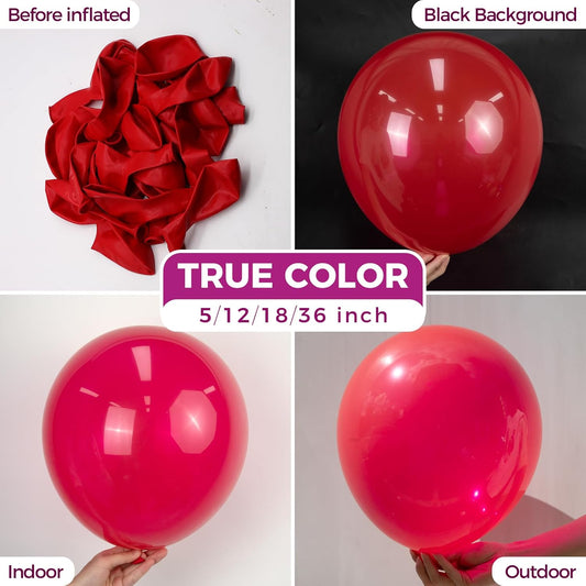 Bezente Red Giant Balloons 36 Inch - 8 Pack Jumbo Red Balloon Large Round Latex Balloon for Photo Shoot Wedding Anniversary Birthday Christmas New Year Party Decorations