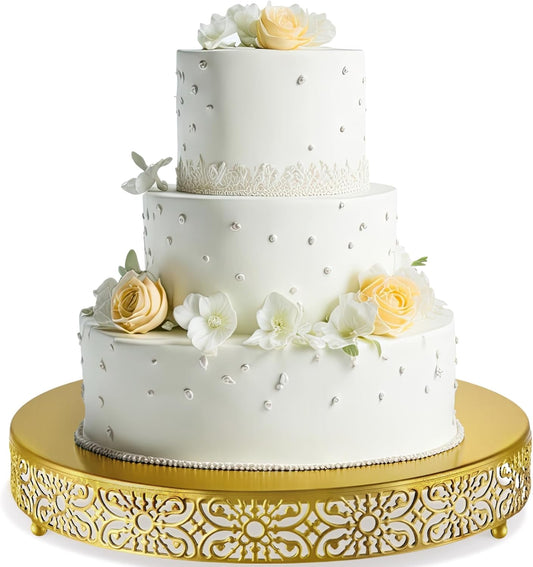 Wenqik 18 Inch Gold Cake Stand Metal Round Cake Stands Set Dessert Display Cupcake Stands Plates for Wedding Brithday Party Celebration