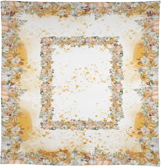 YCness Fall Tablecloth Thanksgiving Autumn Harvest Orange Watercolor Pumpkin Leaves Table Cover for Party Picnic Dinner Decor 60x120 Inch Rectangle