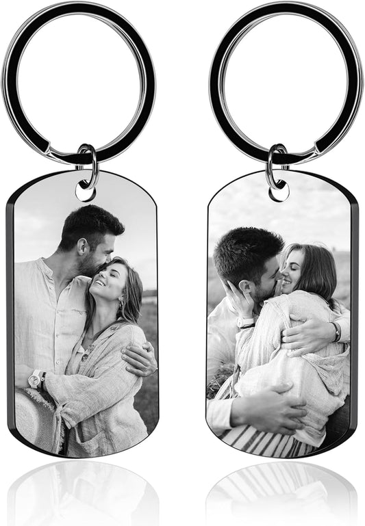 Custom Keychain with Picture - Made in USA Personalized Double Sided Photo Keychains for Men, Women, Christmas