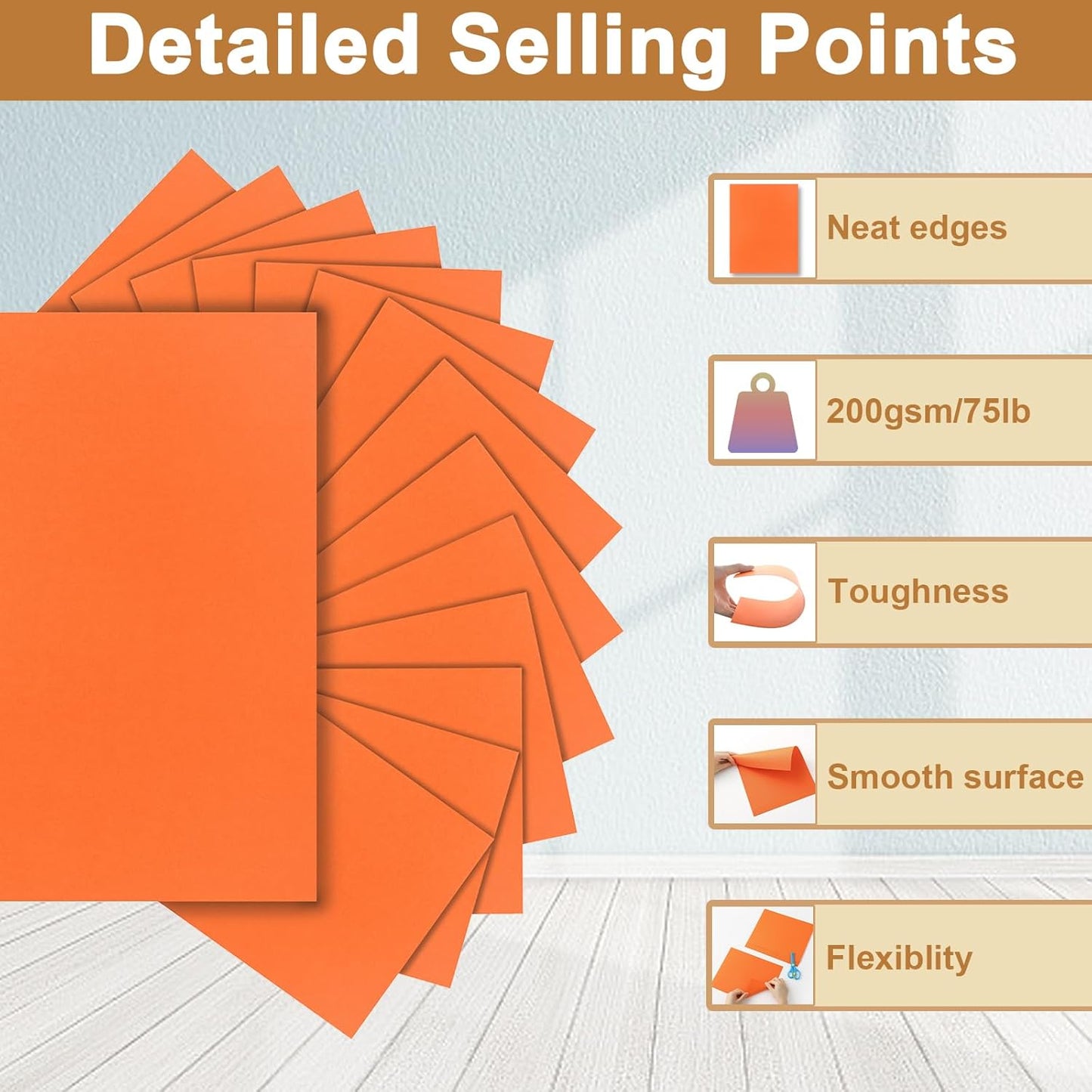 40 Sheets Orange Cardstock 8.5 x 11 for Halloween, 75lb Premium Pumpkin Paper Card Stock for DIY Cards Making, Certificates, Invitations, Scrapbooking, Party Decorations
