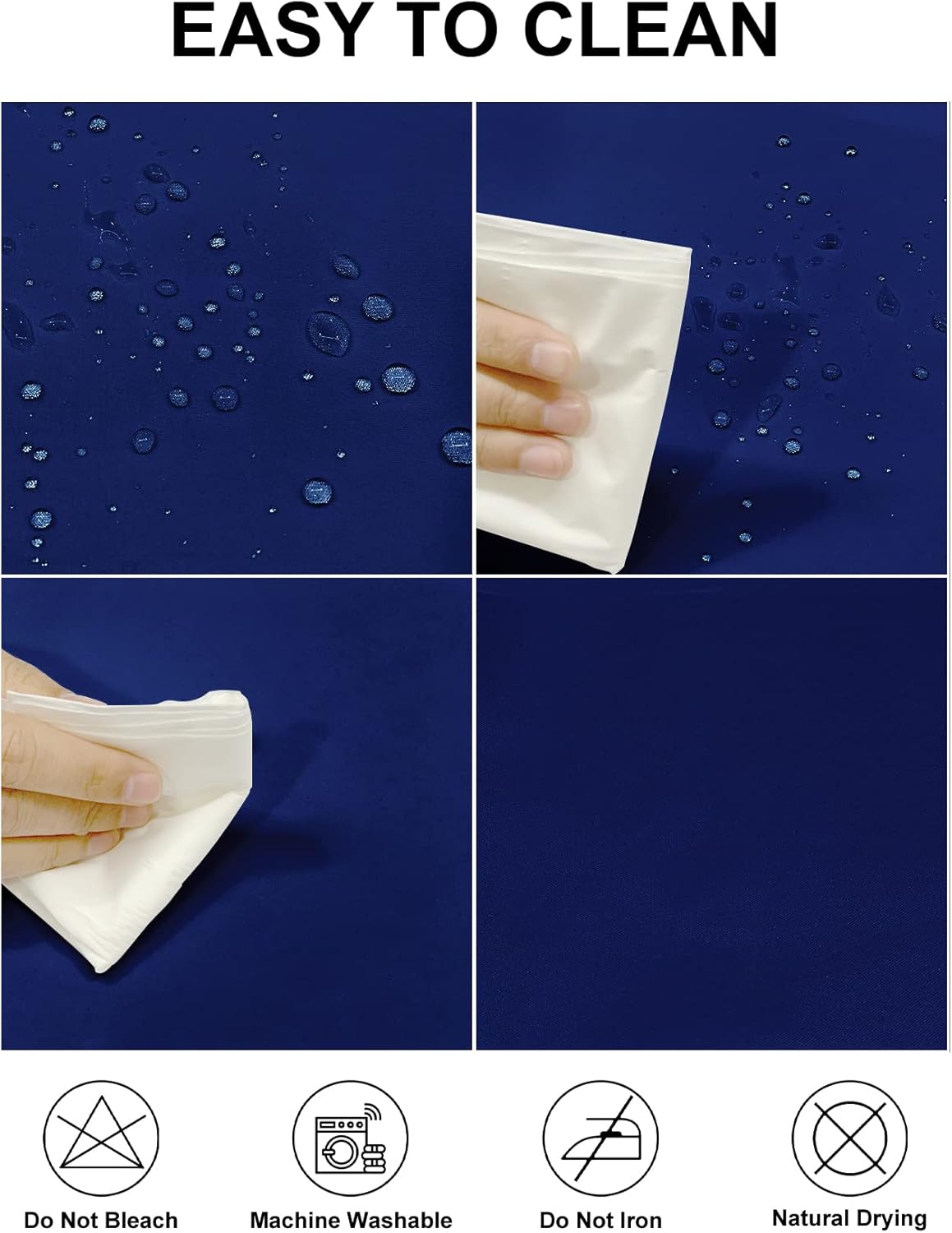 Fokitut 2 Pack Waterproof Rectangle Tablecloth, 60x102 Inch, Stain Resistant and Wrinkle Polyester Table Cloth, Fabric Table Cover for Kitchen Dining, Wedding, Party, Holiday Dinner-Royal Blue